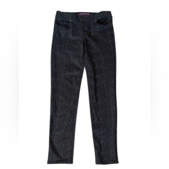 Gloria Vanderbilt Avery Straight-Leg Pants Size‎ 8 Black Gray Zigzag Print - Picture 1 of 7